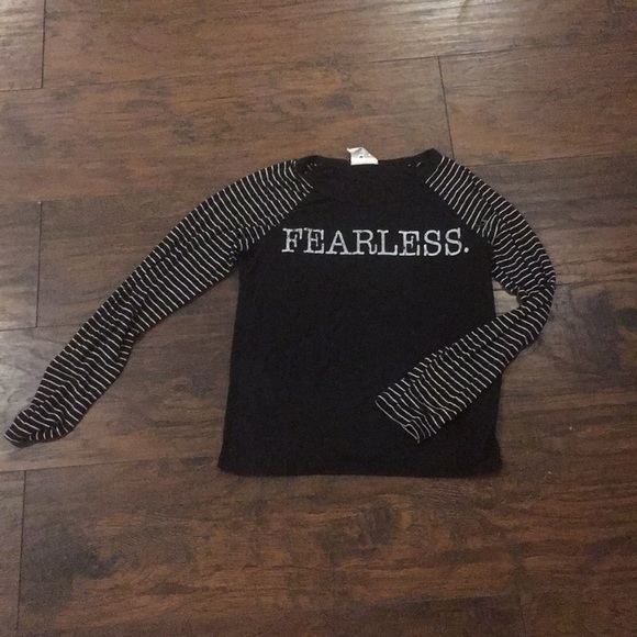 Long sleeve black and white striped text shirt - Picture 1 of 2